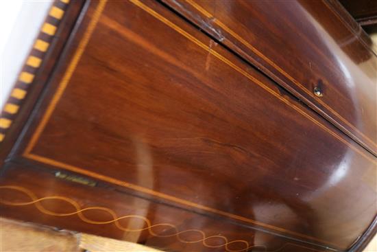 A George III inlaid mahogany bow front hanging corner cupboard W.80cm